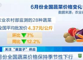 6月全国蔬菜价格季节性下降 ()